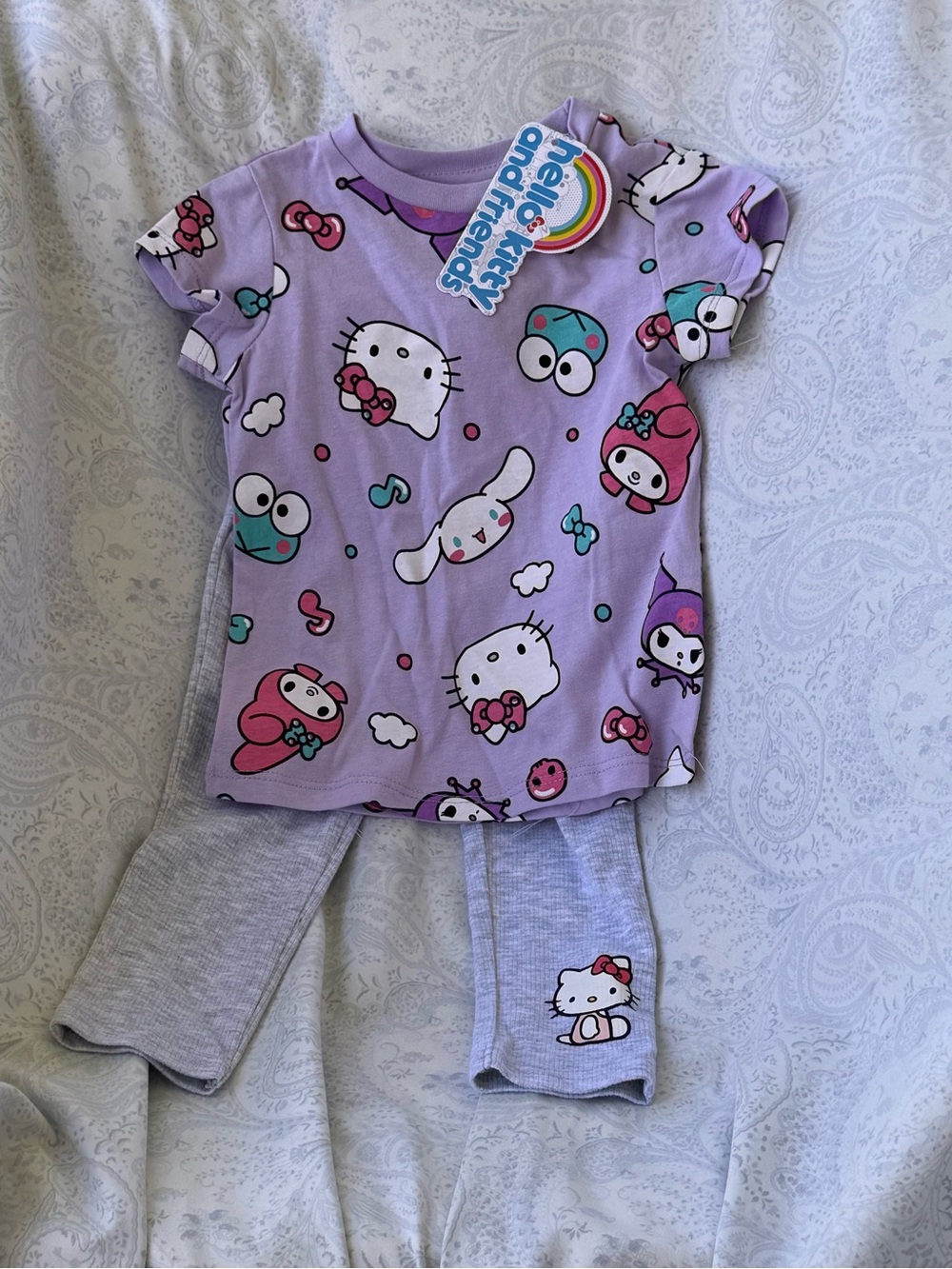 Hello Kitty & Friends Purple Kids Tee & Gray Pants Set